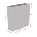 2-türiger Kleiderschrank mit Spiegel und Glasfront für 2 Personen (Grau/Schwarz/Weiß)