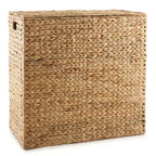 Casafield 2-Section Laundry Hamper with Lid and Removable Liner Bags, Woven Water Hyacinth Laundry Basket Sorter for Clothes