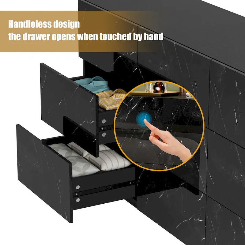 Cassettiera a 9 cassetti, mobile contenitore e organizzatore per camera da letto con luce