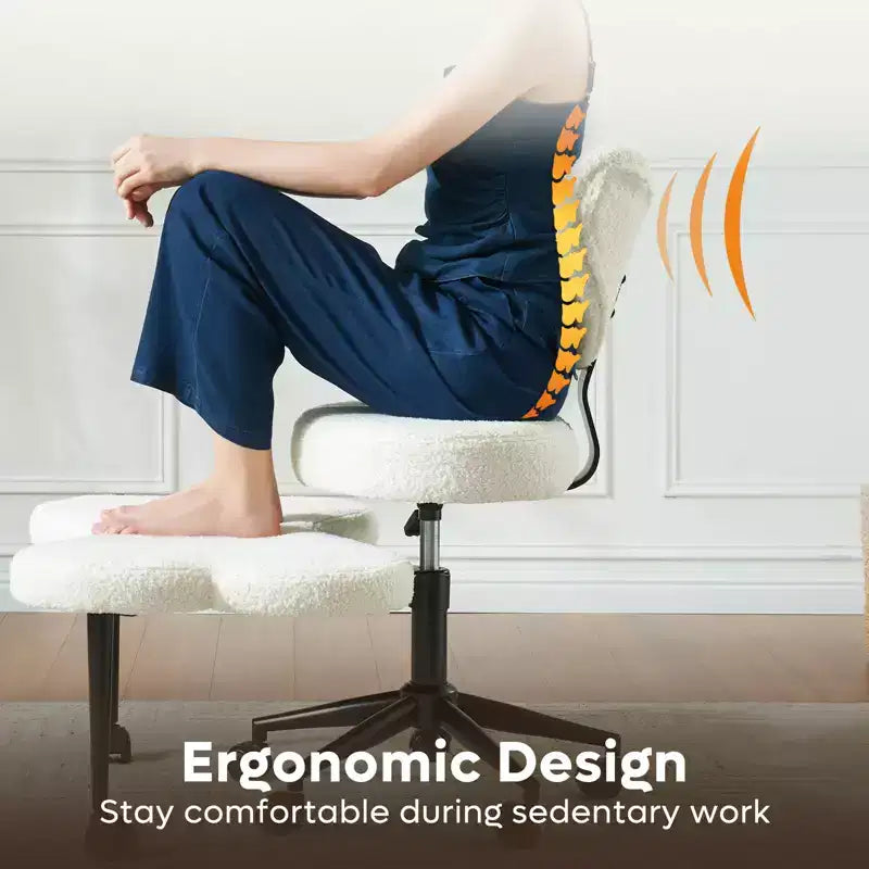 Pinmoco ergonomska uredska stolica s prekriženim nogama, podesiva meditacijska stolica, okretanje za 360°, lumbalna potpora, radna i uredska stolica, ADHD stolica