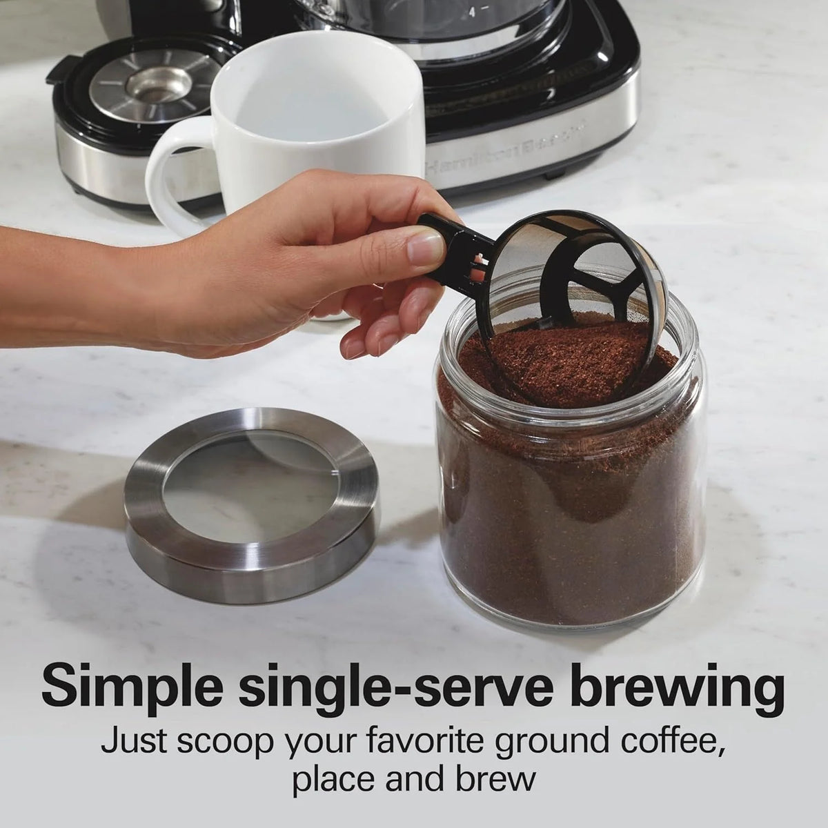 Kafè maker 2-Way ta’ 12-il tazza u single serve, buqar tal-ħġieġ, waqfien u tferriment awtomatiċi, iswed