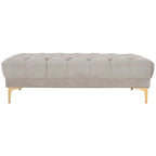 Panca Rettangolare Trapuntata in Velluto Grigio/Blu Scuro con Gambe in Ottone, 2 Posti
