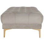 Panca Rettangolare Trapuntata in Velluto Grigio/Blu Scuro con Gambe in Ottone, 2 Posti