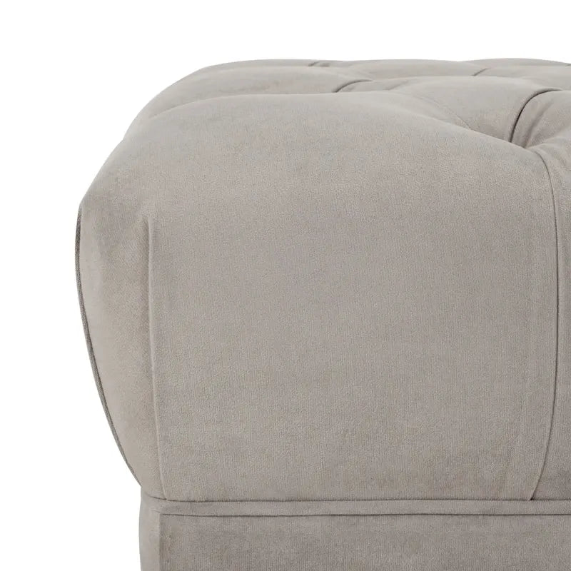 Panca Rettangolare Trapuntata in Velluto Grigio/Blu Scuro con Gambe in Ottone, 2 Posti