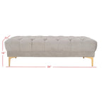 Panca Rettangolare Trapuntata in Velluto Grigio/Blu Scuro con Gambe in Ottone, 2 Posti