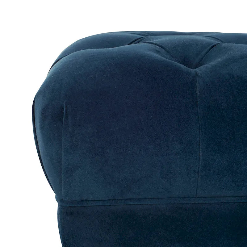 Panca Rettangolare Trapuntata in Velluto Grigio/Blu Scuro con Gambe in Ottone, 2 Posti