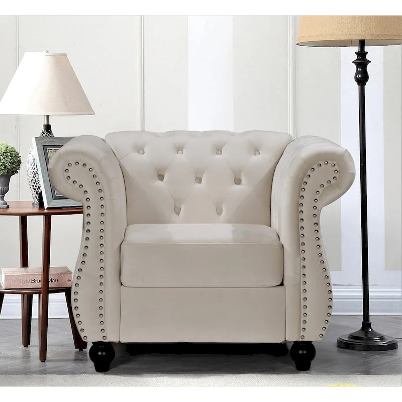 Poltrona chesterfield in velluto schiacciato, blu / rosa / verde / nero / grigio / beige, monoposto
