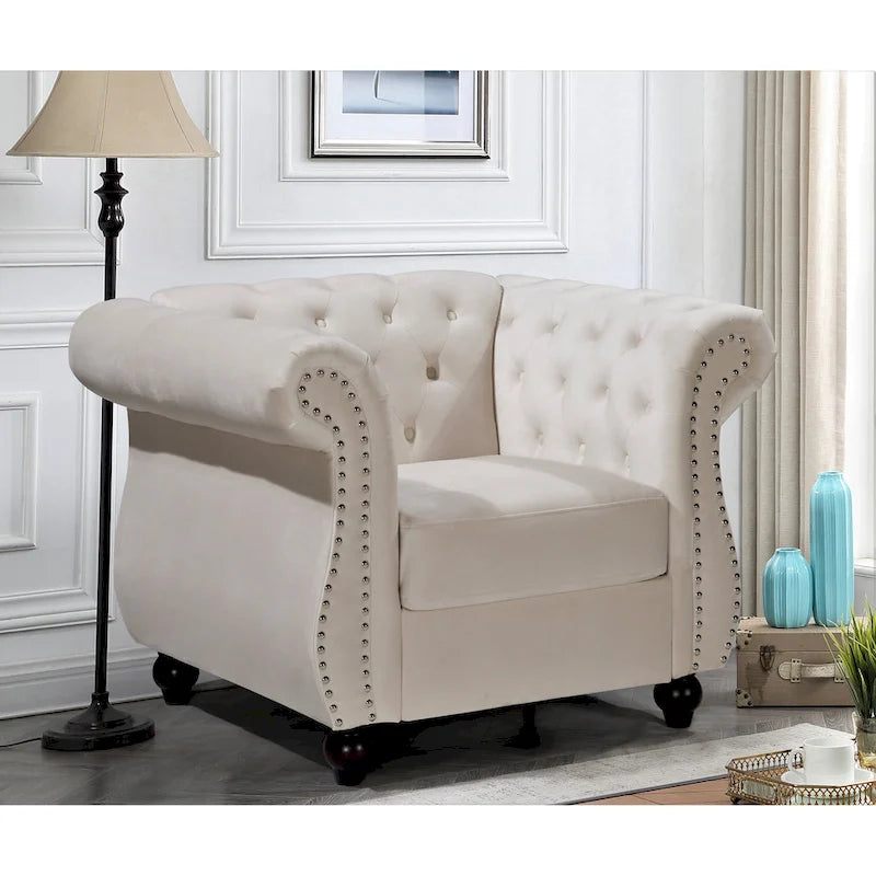 Poltrona chesterfield in velluto schiacciato, blu / rosa / verde / nero / grigio / beige, monoposto