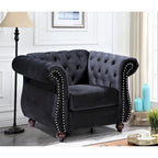 Poltrona chesterfield in velluto schiacciato, blu / rosa / verde / nero / grigio / beige, monoposto