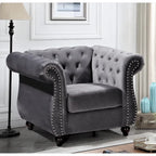 Poltrona chesterfield in velluto schiacciato, blu / rosa / verde / nero / grigio / beige, monoposto