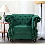 Poltrona chesterfield in velluto schiacciato, blu / rosa / verde / nero / grigio / beige, monoposto