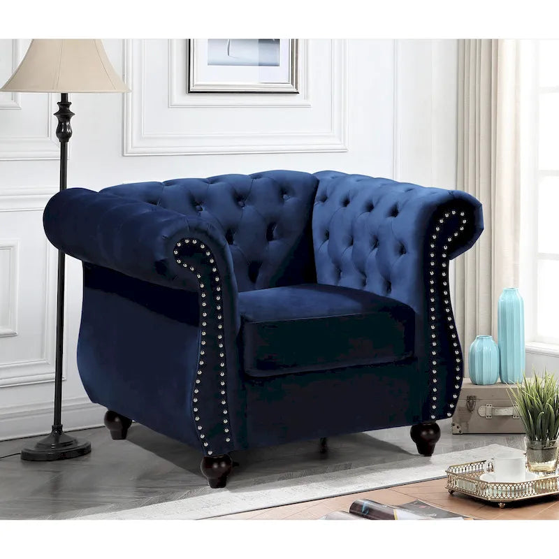 Poltrona chesterfield in velluto schiacciato, blu / rosa / verde / nero / grigio / beige, monoposto