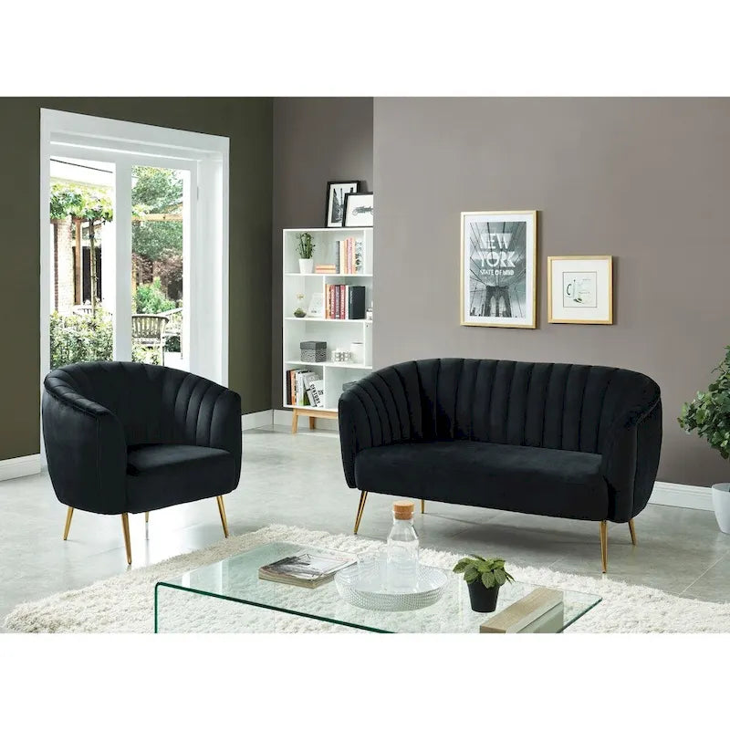 Divanetto 2 posti in velluto trapuntato grigio/nero/avorio
