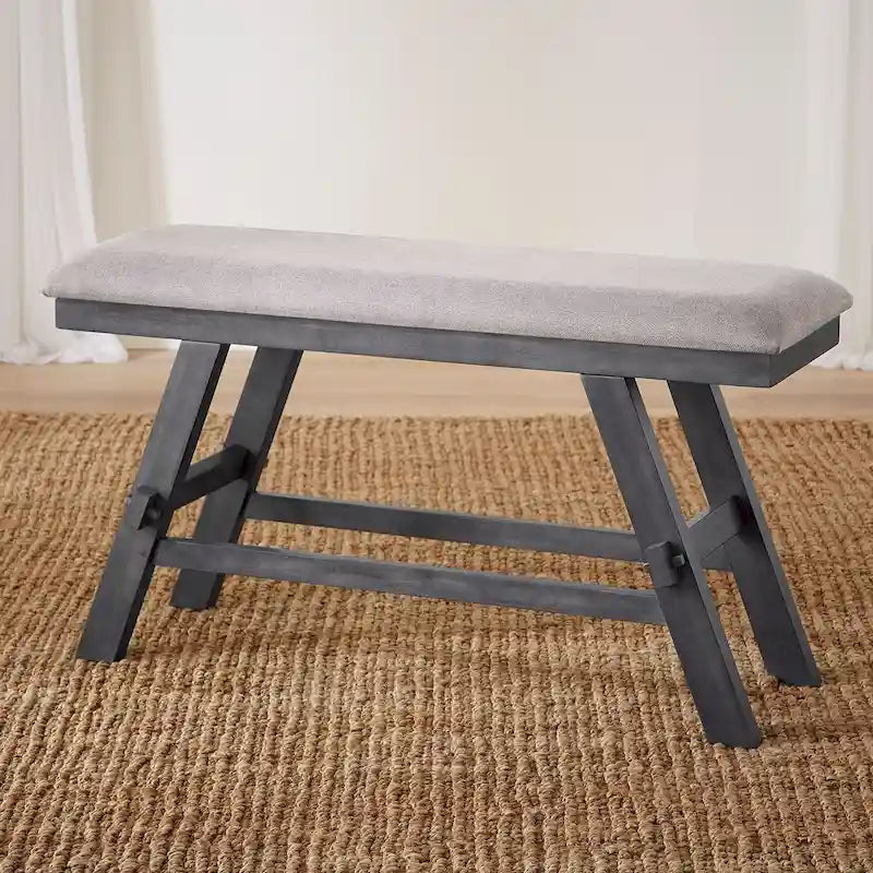 Panca da banco rivestita in espresso scuro e grigio, 1 posto