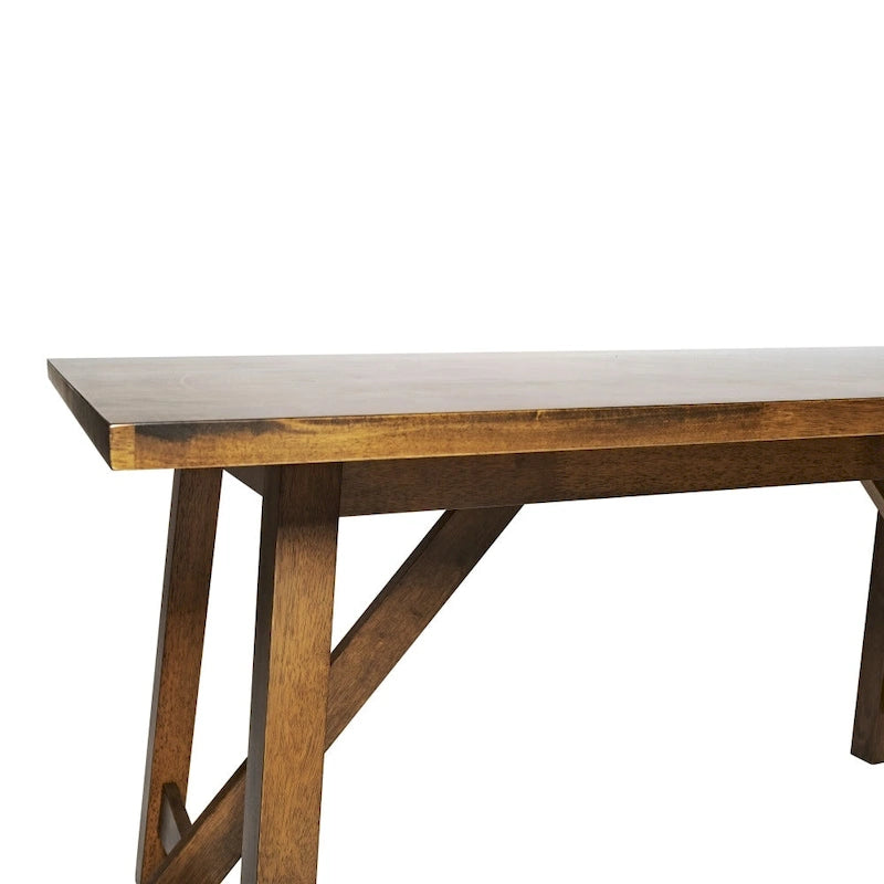 Tavolo da Pranzo con Base a Cavalletto in Legno Massello, 3 Colori, 6 Posti a Sedere