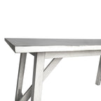 Tavolo da Pranzo con Base a Cavalletto in Legno Massello, 3 Colori, 6 Posti a Sedere