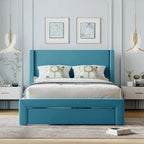 Letto contenitore imbottito in velluto a grandezza naturale con cassetto - Blu / Rosa / Beige / Grigio, 2 persone