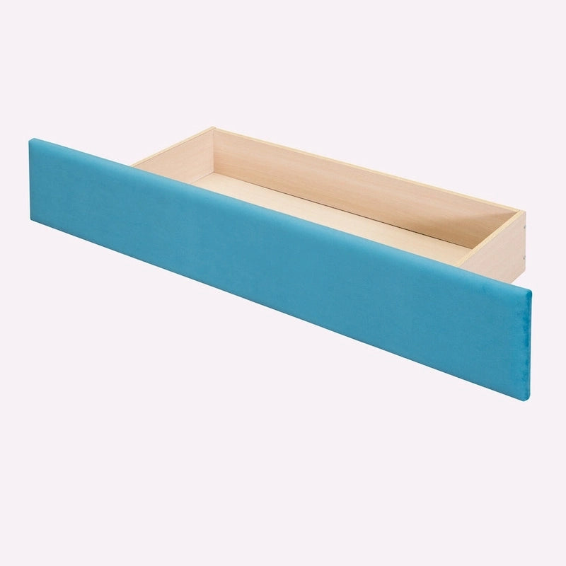 Letto contenitore imbottito in velluto a grandezza naturale con cassetto - Blu / Rosa / Beige / Grigio, 2 persone