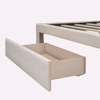 Letto contenitore imbottito in velluto a grandezza naturale con cassetto - Blu / Rosa / Beige / Grigio, 2 persone
