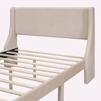 Letto contenitore imbottito in velluto a grandezza naturale con cassetto - Blu / Rosa / Beige / Grigio, 2 persone