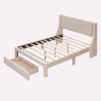Letto contenitore imbottito in velluto a grandezza naturale con cassetto - Blu / Rosa / Beige / Grigio, 2 persone