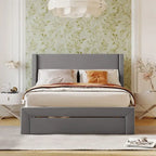 Letto contenitore imbottito in velluto a grandezza naturale con cassetto - Blu / Rosa / Beige / Grigio, 2 persone