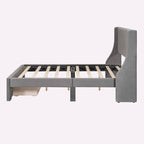 Letto contenitore imbottito in velluto a grandezza naturale con cassetto - Blu / Rosa / Beige / Grigio, 2 persone
