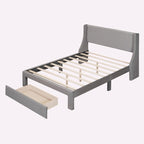 Letto contenitore imbottito in velluto a grandezza naturale con cassetto - Blu / Rosa / Beige / Grigio, 2 persone