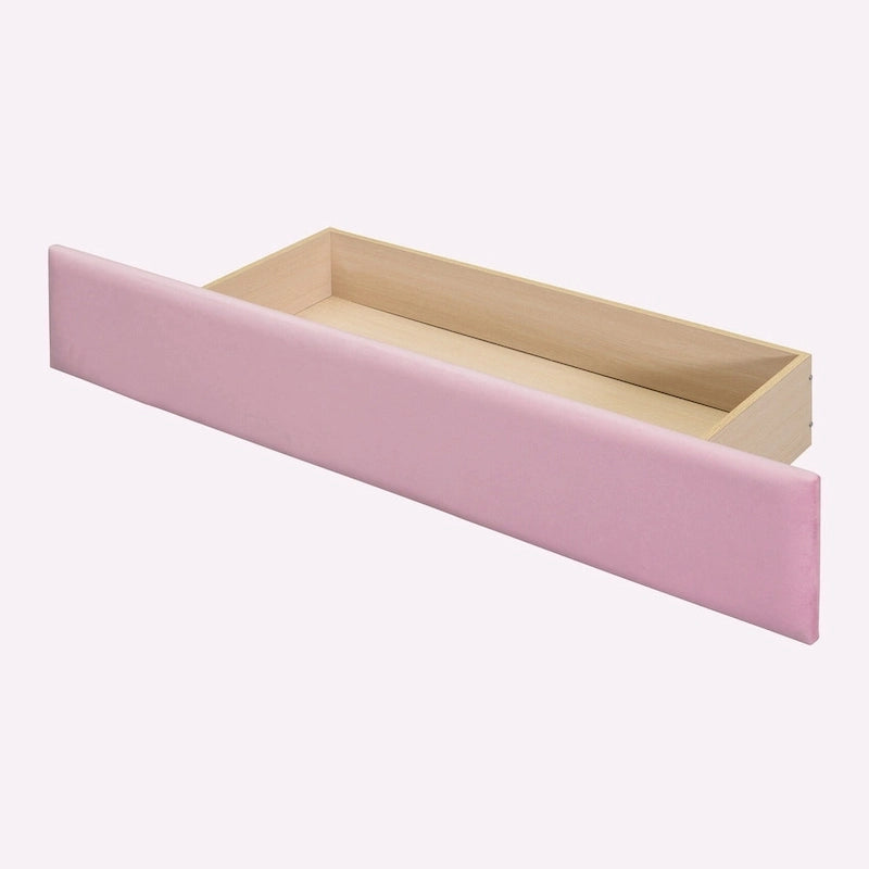 Letto contenitore imbottito in velluto a grandezza naturale con cassetto - Blu / Rosa / Beige / Grigio, 2 persone