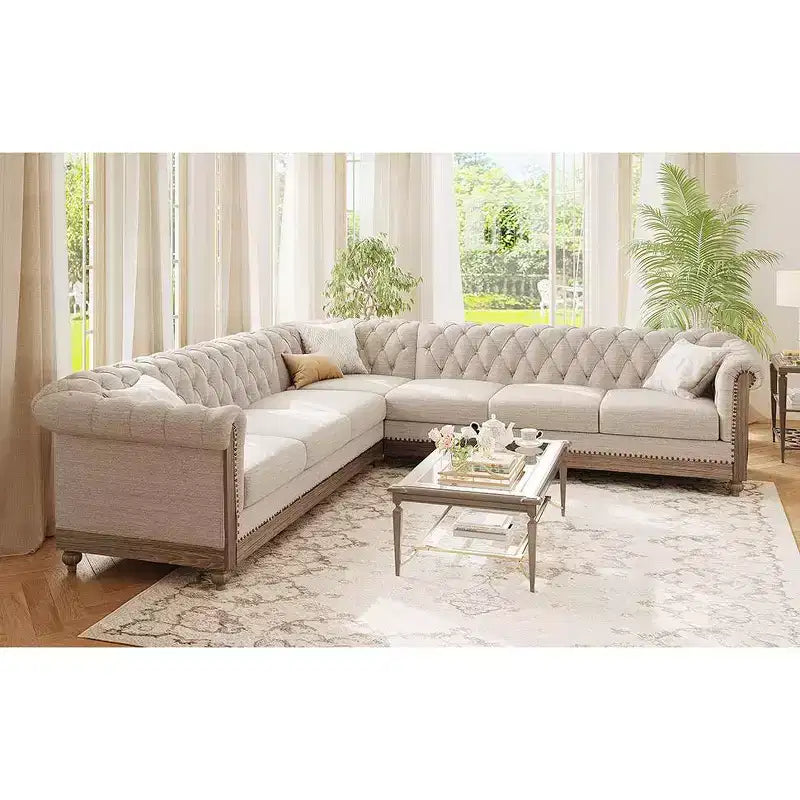 Velika retro modularna sofa Mirod s drvenim nogama, udoban modularni dizajn za dnevni boravak, salon i obiteljske prostore