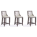 Sgabello da bar con schienale finitura noce, set da 3 (Bianco perla / Bronzo / Crema / Grigio ciottolo / Grigio chiaro)