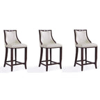 Sgabello da bar con schienale finitura noce, set da 3 (Bianco perla / Bronzo / Crema / Grigio ciottolo / Grigio chiaro)