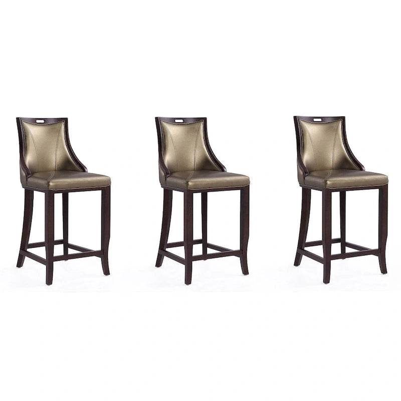 Sgabello da bar con schienale finitura noce, set da 3 (Bianco perla / Bronzo / Crema / Grigio ciottolo / Grigio chiaro)