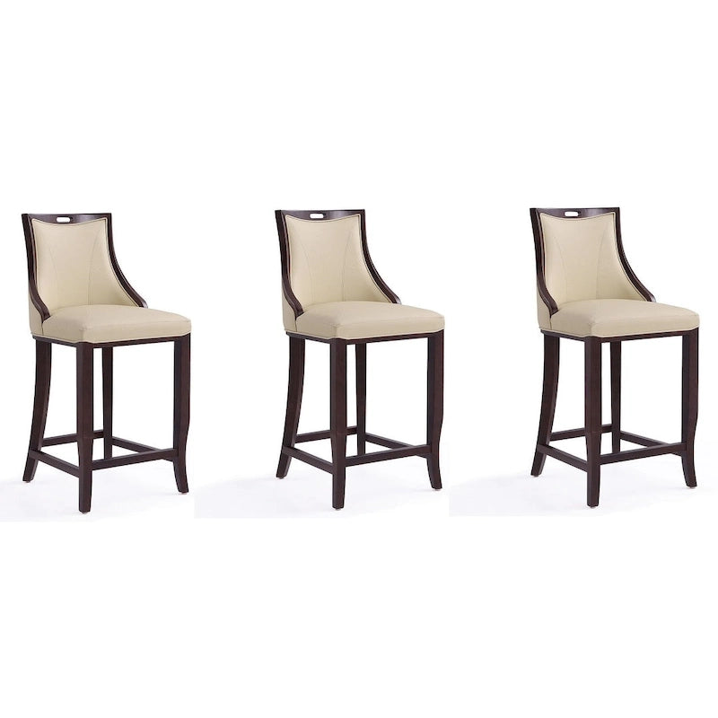 Sgabello da bar con schienale finitura noce, set da 3 (Bianco perla / Bronzo / Crema / Grigio ciottolo / Grigio chiaro)