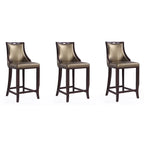 Manhattan Comfort Emperor 41 in. Walnut Beech Wood Bar Stool (Set of 3)