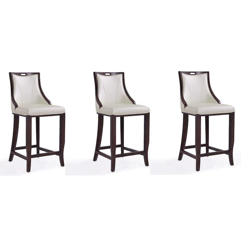 Sgabello da bar con schienale finitura noce, set da 3 (Bianco perla / Bronzo / Crema / Grigio ciottolo / Grigio chiaro)