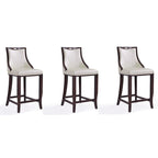 Sgabello da bar con schienale finitura noce, set da 3 (Bianco perla / Bronzo / Crema / Grigio ciottolo / Grigio chiaro)