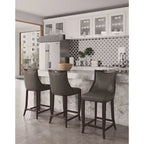 Sgabello da bar con schienale finitura noce, set da 3 (Bianco perla / Bronzo / Crema / Grigio ciottolo / Grigio chiaro)