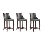 Sgabello da bar con schienale finitura noce, set da 3 (Bianco perla / Bronzo / Crema / Grigio ciottolo / Grigio chiaro)