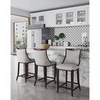 Sgabello da bar con schienale finitura noce, set da 3 (Bianco perla / Bronzo / Crema / Grigio ciottolo / Grigio chiaro)
