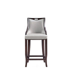 Sgabello da bar con schienale finitura noce, set da 3 (Bianco perla / Bronzo / Crema / Grigio ciottolo / Grigio chiaro)