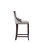 Sgabello da bar con schienale finitura noce, set da 3 (Bianco perla / Bronzo / Crema / Grigio ciottolo / Grigio chiaro)