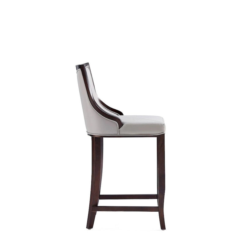 Sgabello da bar con schienale finitura noce, set da 3 (Bianco perla / Bronzo / Crema / Grigio ciottolo / Grigio chiaro)