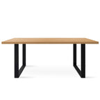 Tavolo da pranzo rettangolare moderno in noce/rovere per 6 persone, con gambe a cavalletto doppio