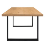 Tavolo da pranzo rettangolare moderno in noce/rovere per 6 persone, con gambe a cavalletto doppio