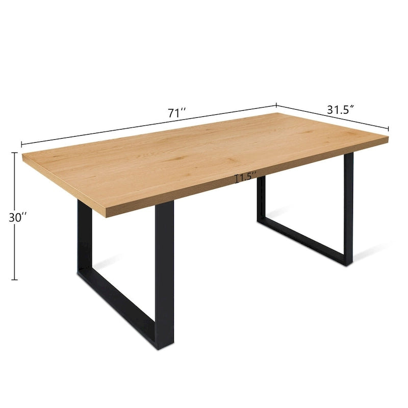 Tavolo da pranzo rettangolare moderno in noce/rovere per 6 persone, con gambe a cavalletto doppio