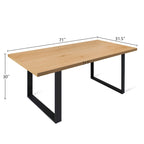 Tavolo da pranzo rettangolare moderno in noce/rovere per 6 persone, con gambe a cavalletto doppio