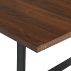 Tavolo da pranzo rettangolare moderno in noce/rovere per 6 persone, con gambe a cavalletto doppio