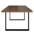 Tavolo da pranzo rettangolare moderno in noce/rovere per 6 persone, con gambe a cavalletto doppio