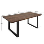 Tavolo da pranzo rettangolare moderno in noce/rovere per 6 persone, con gambe a cavalletto doppio